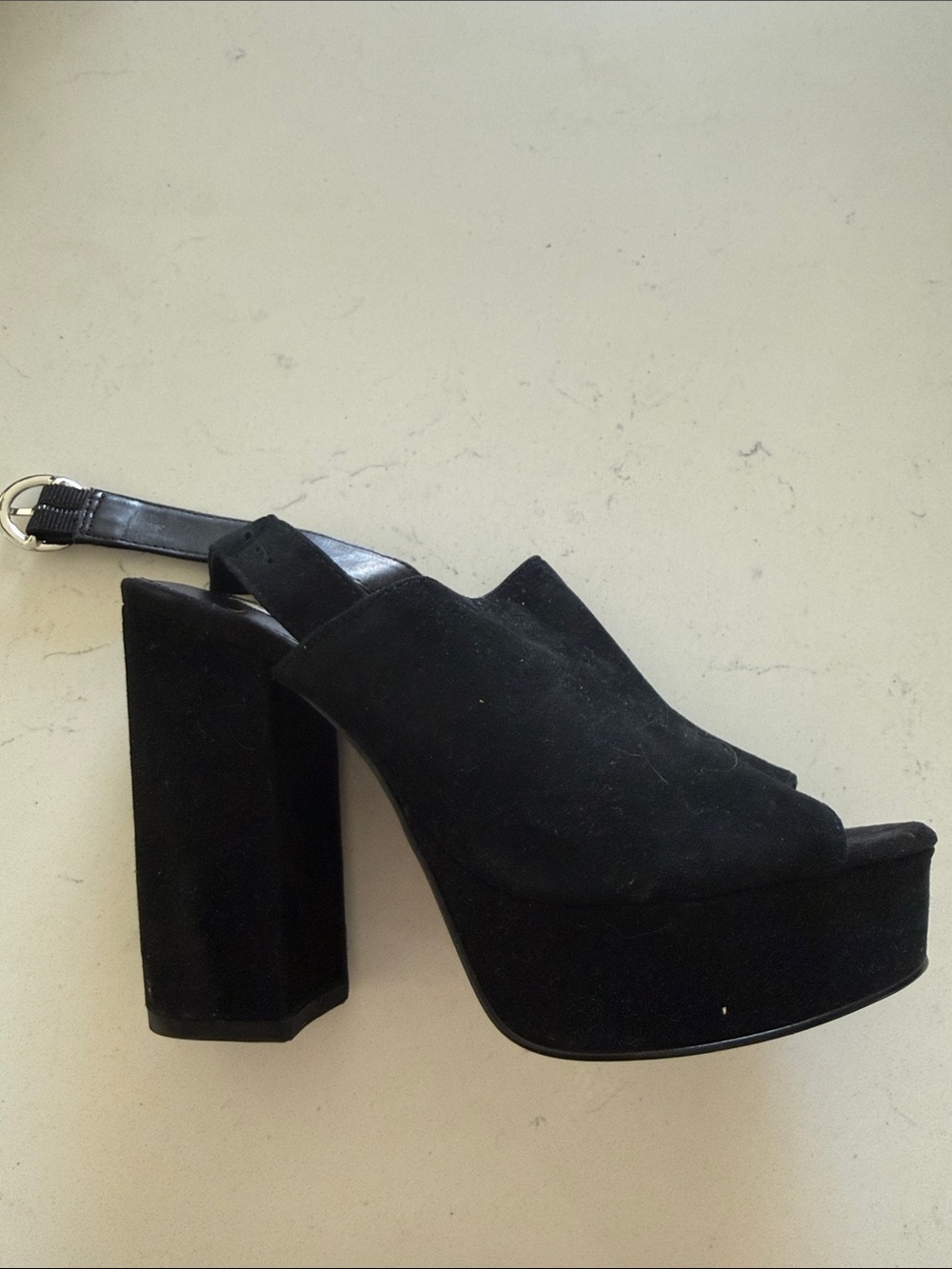 Steve Madden Black Suede Platforms